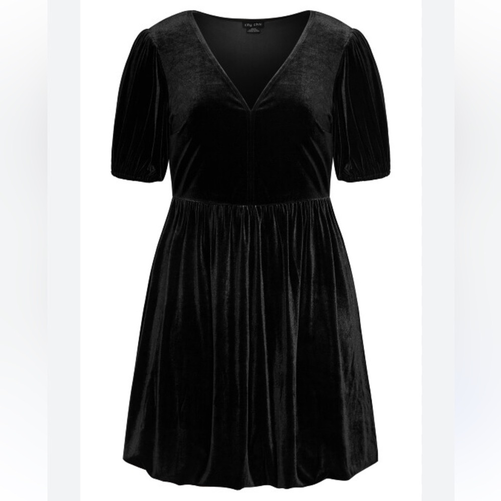CITY CHIC Ada Black Velvet Mini Dress - Picture 1 of 16